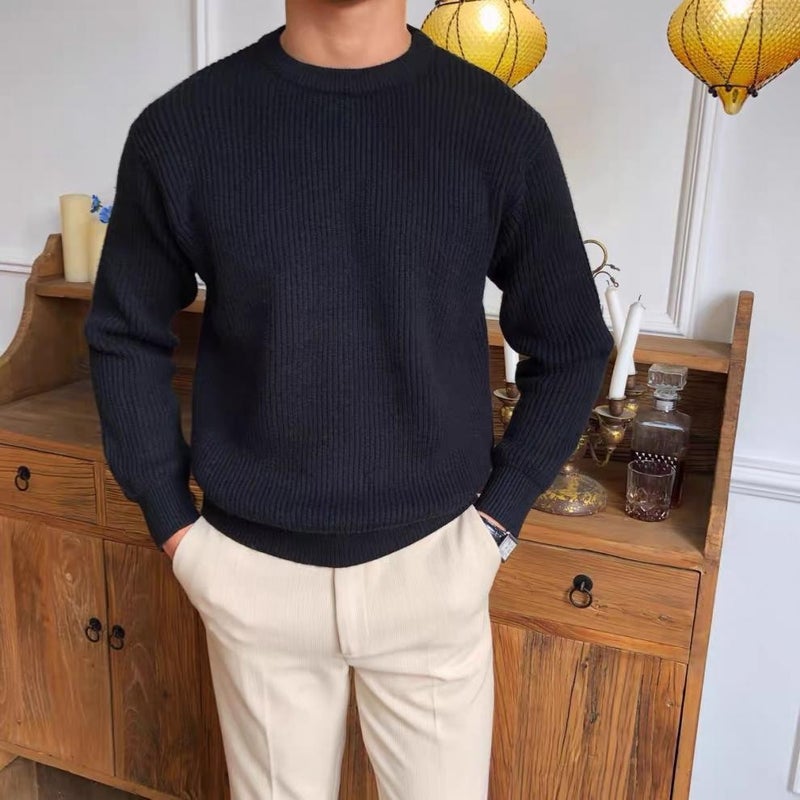 Thickened Sweater Men'S Korean Style Fashionable Loose Japanese Knitted Sweater Winter Ins Hong Kong Style Lazy Sweater Jacket - Image 3